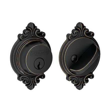 Schlage Residential Grade 1 Single Cylinder Deadbolt Lock, Conventional Cylinder, 5 Pins, Keyed Alike Group of 4, Dual O B60 BRK 716 KA4